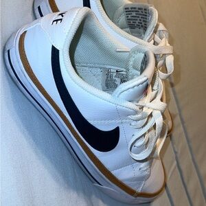 Nike White Sneakers with Black and Brown Details